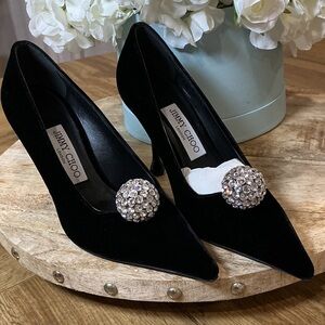Jimmy Choo Black Heels with Crystal Accent #58
